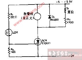 简单的报警铃输出光触发报警电路图
