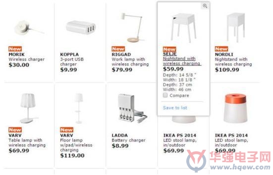 宜家官网发布无线充电家居产品