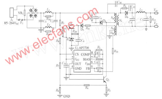 基于AP3706的12W LED驱动电路原理图