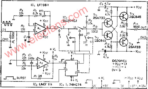 采用同步电路，使起/止相位稳定的短脉冲串波形发生电路
