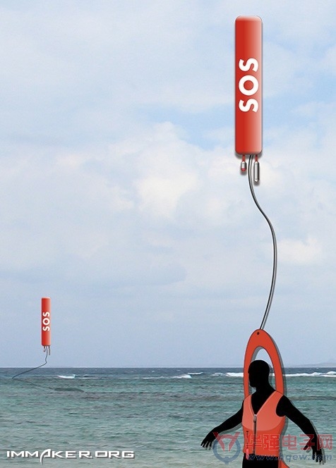 带气球信号的救生衣，射出来整个海滩都能看见