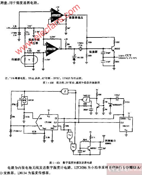低功能、5V驱动、温度补偿晶体振荡器电路图