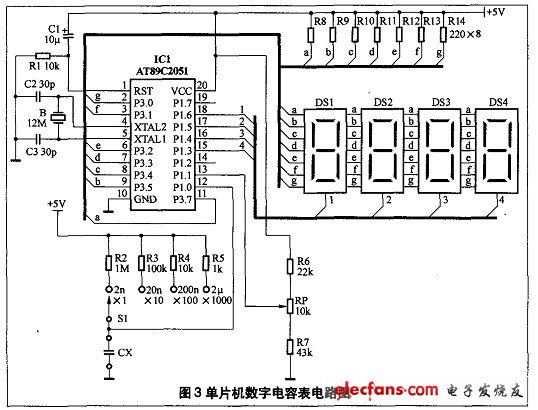 单片机数字电容表电路图