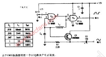 简易正弦波振荡器电路图