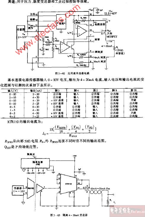 XTR110应用基本连接电路图