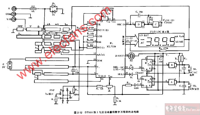 DM8145A型4,1 2位台式真有效值数字万用表的总电路图