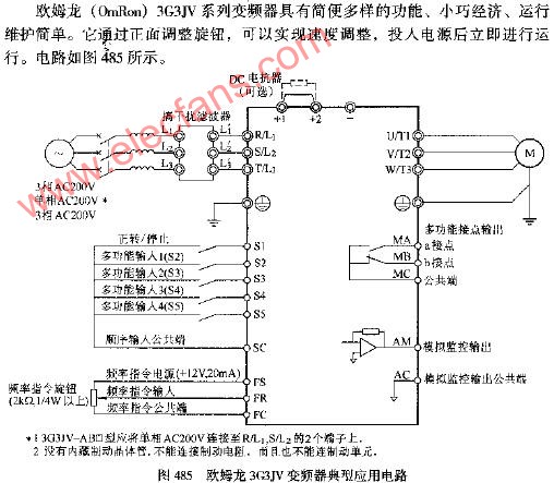 欧姆龙3G3JV变频器典型应用电路图