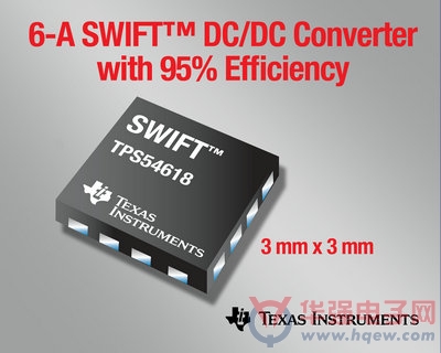 德州仪器推出最高效率的最小型 6 A 降压 SWIFT? DC/DC 转换器