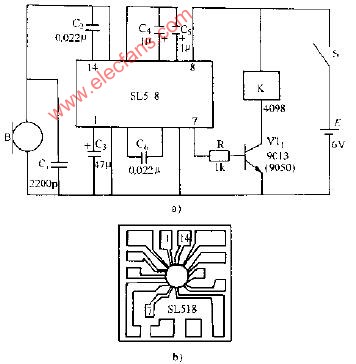 SL517声控继成电器的典型应用电路图