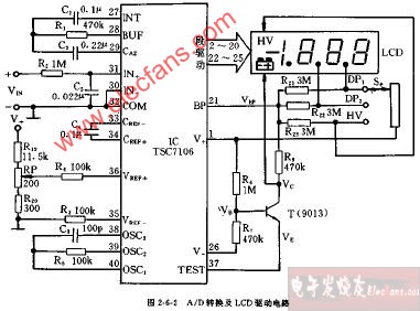 DT830B、CM2300型AD转换及LCD驱动电路图