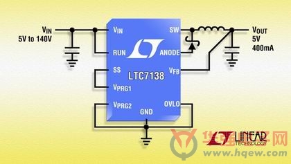 凌力尔特推出 140V 输入、高效率降压型转换器LTC7138