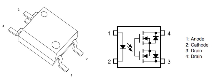 东芝推出的4引脚SOP封装TLP3149光继电器的介绍、电路结构图、引脚图及应用
