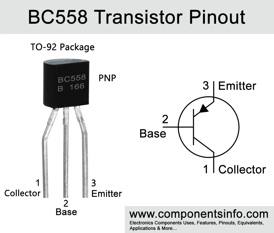 BC558可用于多种类型通用应用的TO-92封装的BJT晶体管_技术规格_引脚配置_应用范围