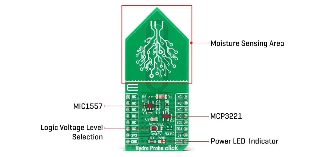 电容性土壤湿度传感器Mikroe Hydro Probe Click特性_功能结构图及应用